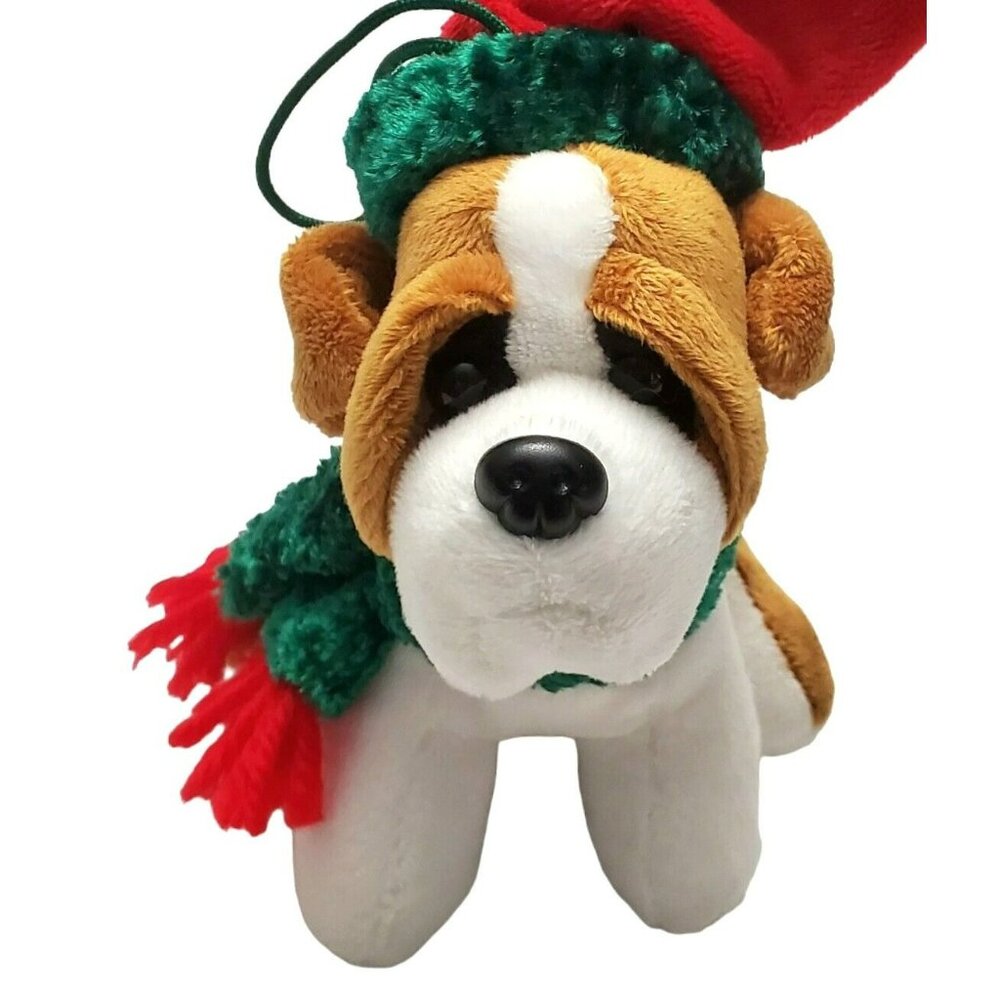 St Bernard Dog Plush Christmas Ornament Puppy Stocking Stuffer Gift HoHo Hounds